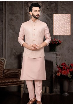 Light Pink Jacket Style Indo Western Kurta Set